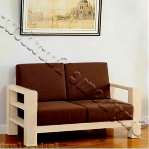 ChunKy White : Ghế Sofa Đôi Gỗ Sồi Kèm Nệm